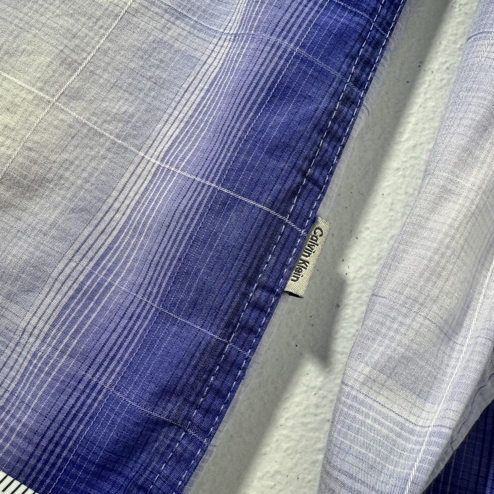 Calvin Klein Mens‎ Purple Plaid Button Down Shirt Cotton Tencel Long Sleeve L - Picture 12 of 13